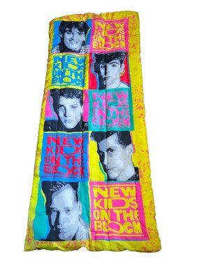 Vintage 1990 New Kids On The Block Sleeping Bag Multicolor Zip NKOTB 90s Read